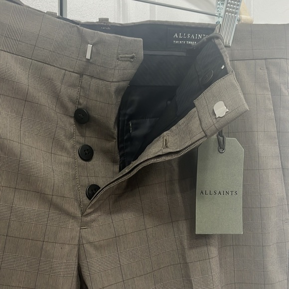 NWT all saints men’s brown checkered pants 33 - Picture 3 of 11